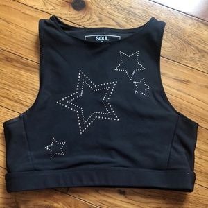 Soul by SoulCycle High Neck Star Embellished Bra